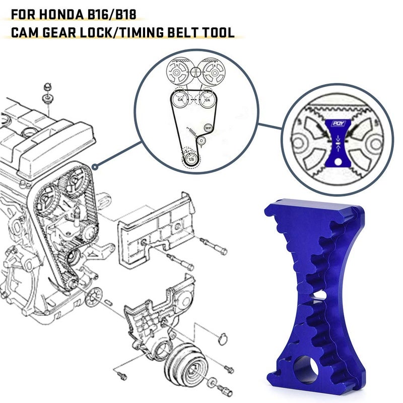 بي كيو واي أداة تركيب حزام التوقيت لقفل تروس محرك PQY متوافقة مع Honda/Acura B16 B18C1 B18C5 VTEC باللون الأزرق - Image 5